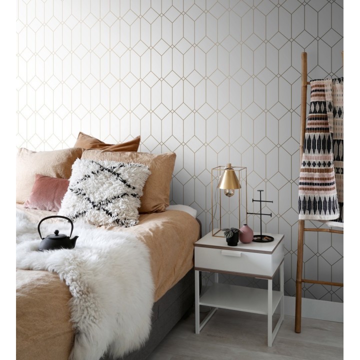 Papel pintado de rombos 3d estilo Art déco - New Evert 681763