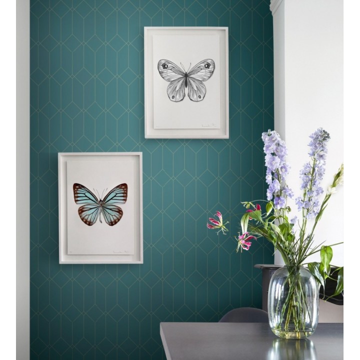 Papel pintado de rombos 3d estilo Art déco - New Evert 681764