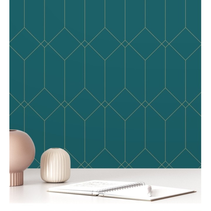 Papel pintado de rombos 3d estilo Art déco - New Evert 681764