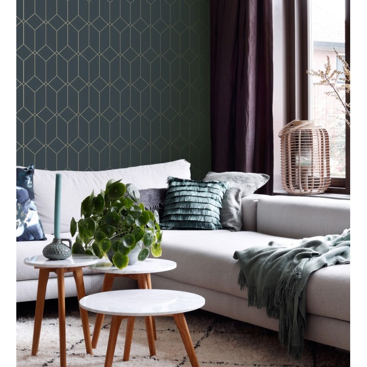 Papel pintado de rombos 3d estilo Art déco - New Evert 681765