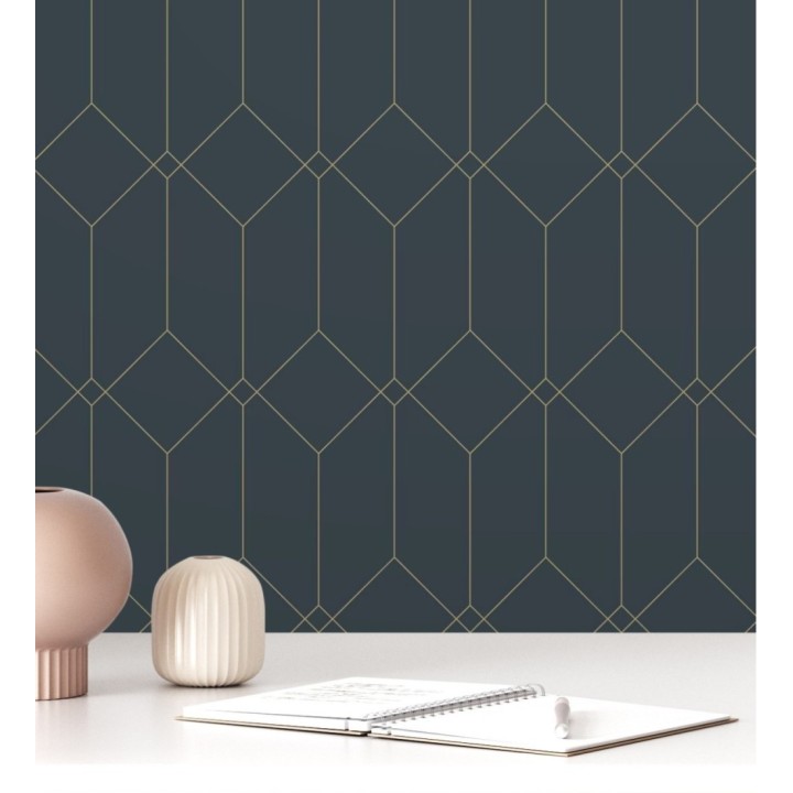 Papel pintado de rombos 3d estilo Art déco - New Evert 681765
