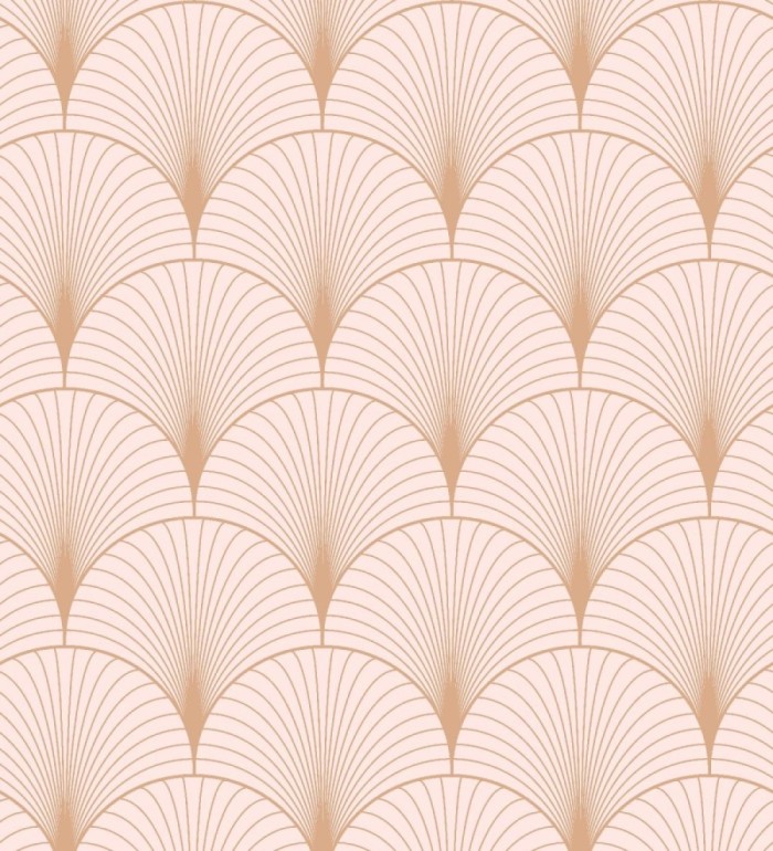 Papel pintado Art déco con destellos dorados fondo rosa claro - Arleth 681766