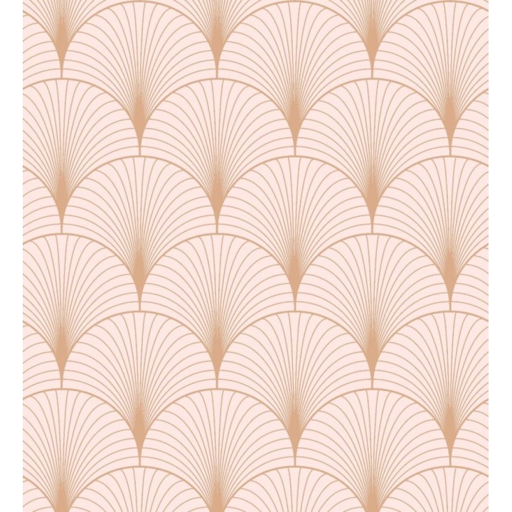 Papel pintado Art déco con destellos dorados fondo rosa claro - Arleth 681766