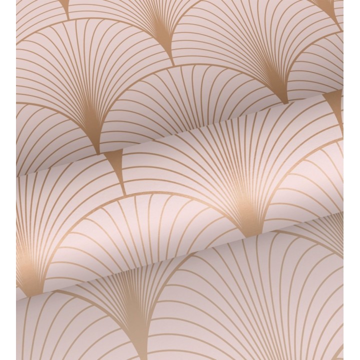 Papel pintado Art déco con destellos dorados fondo rosa claro - Arleth 681766