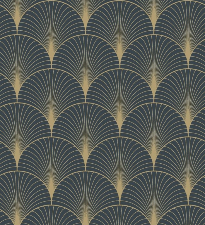 Papel pintado Art déco con destellos dorados fondo negro - Arleth 681768