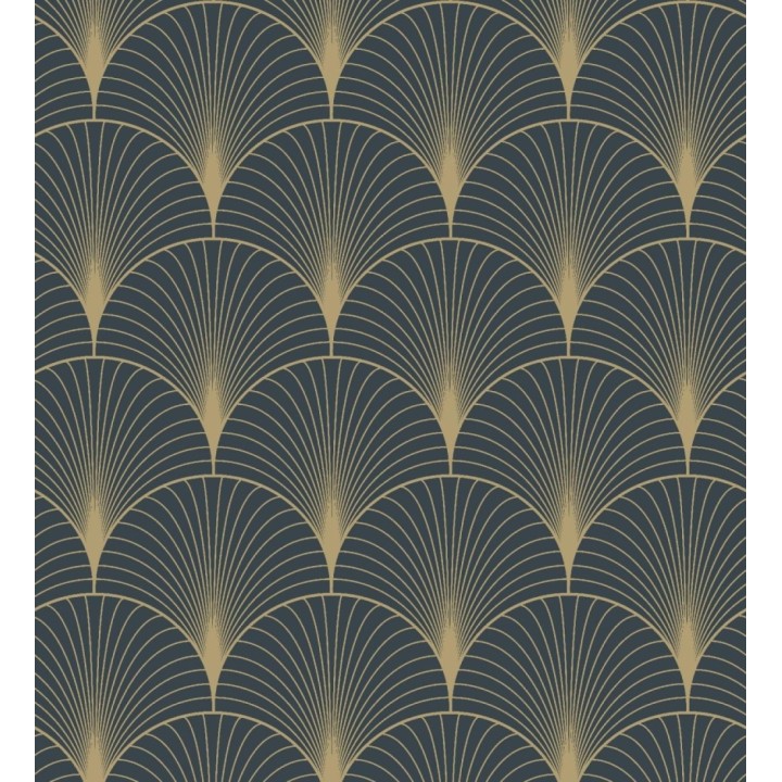 Papel pintado Art déco con destellos dorados fondo negro - Arleth 681768