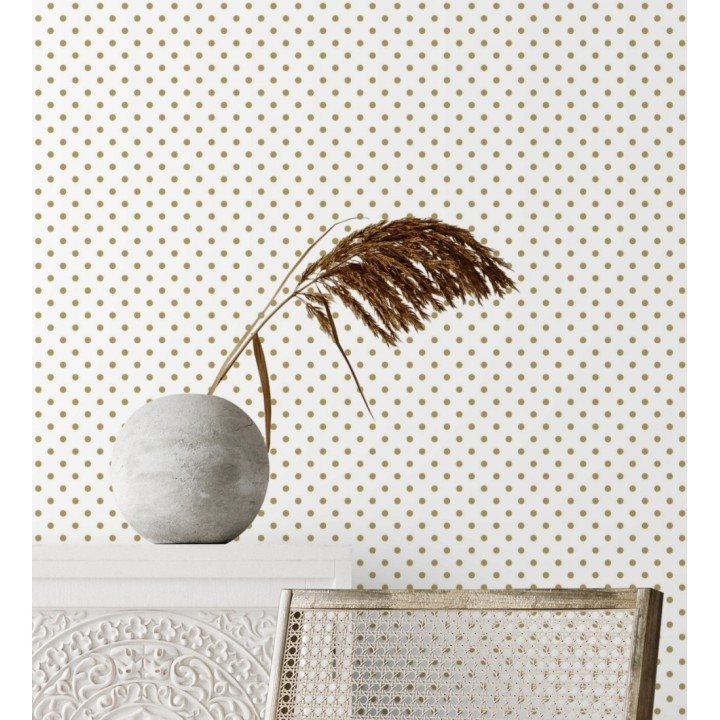 Papel pintado de lunares dorados fondo blanco - Viorica Dots 681769