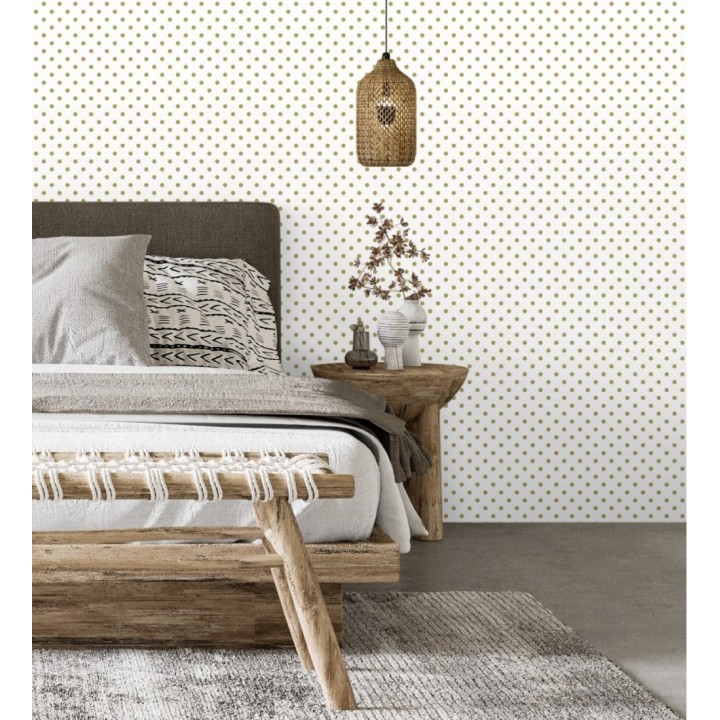 Papel pintado de lunares dorados fondo blanco - Viorica Dots 681769