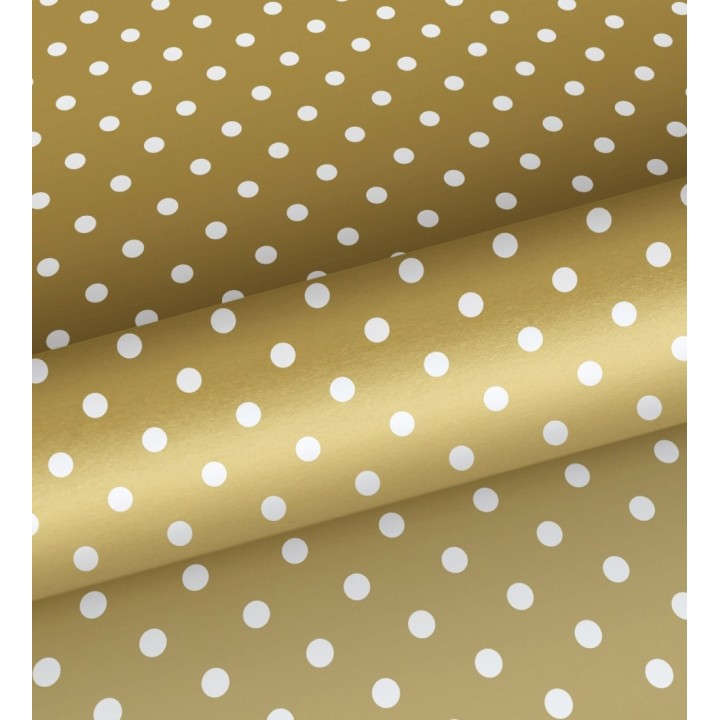 Papel pintado de lunares blancos fondo dorado - Viorica Dots 681770