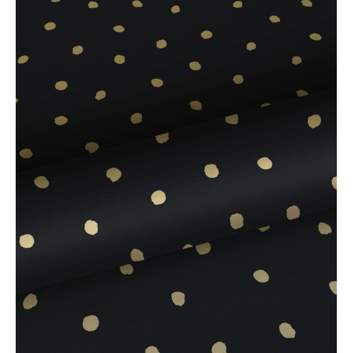 Papel pintado de puntos dorados fondo negro - Darlene 681771