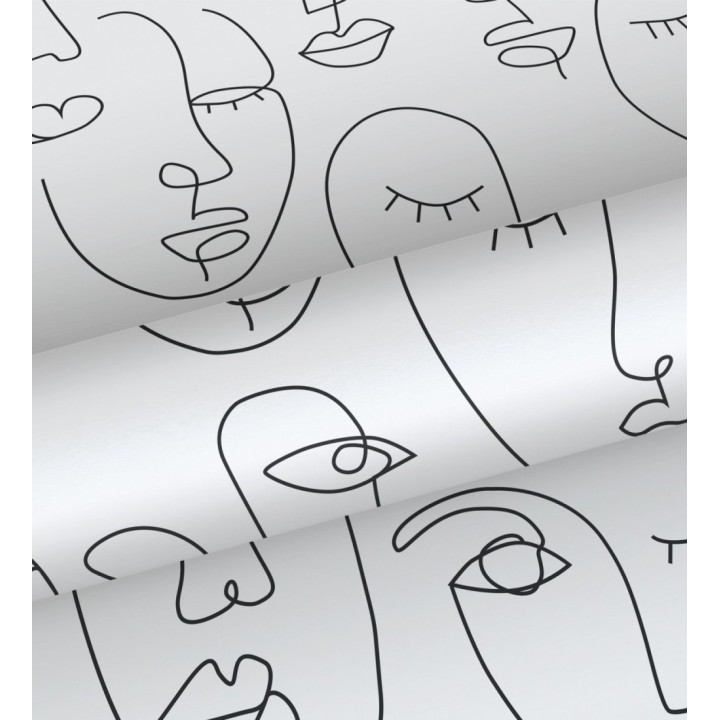 Papel pintado de caras de mujer fondo blanco estilo abstracto - Marian Faces 681772