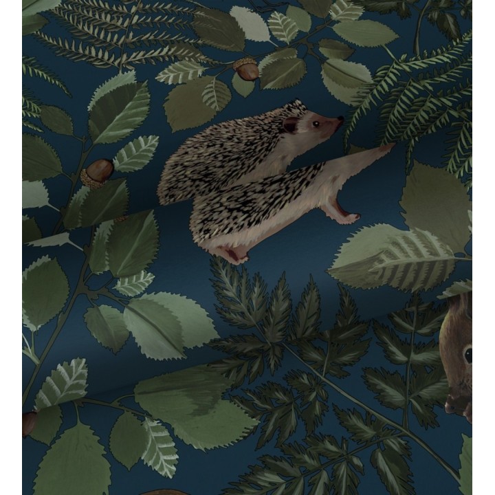 Papel pintado de animales del bosque y hojas estilo naturaleza - Maison Owls 681773