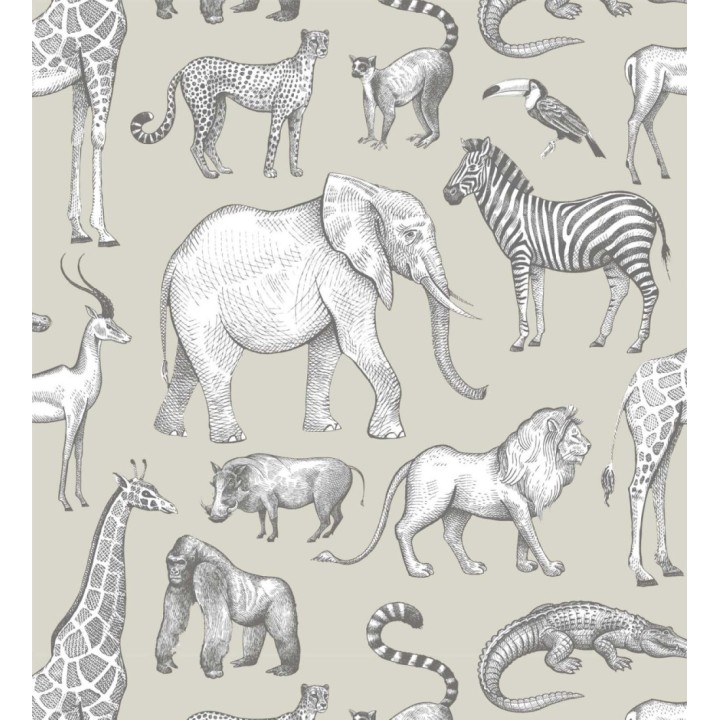 Papel pintado estilo africano de animales: leones, cebras, elefantes y gorilas estilo africano - Keita Animals 681776