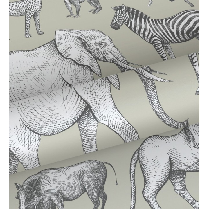 Papel pintado estilo africano de animales: leones, cebras, elefantes y gorilas estilo africano - Keita Animals 681776