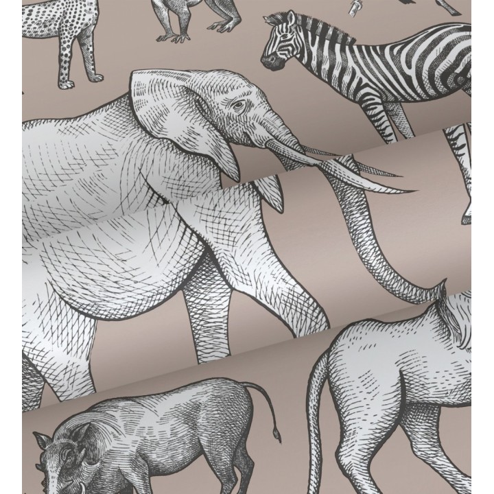 Papel pintado estilo africano de animales: leones, cebras, elefantes y gorilas estilo africano - Keita Animals 681777