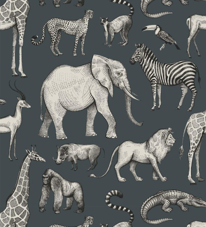 Papel pintado estilo africano de animales: leones, cebras, elefantes y gorilas estilo africano - Keita Animals 681778