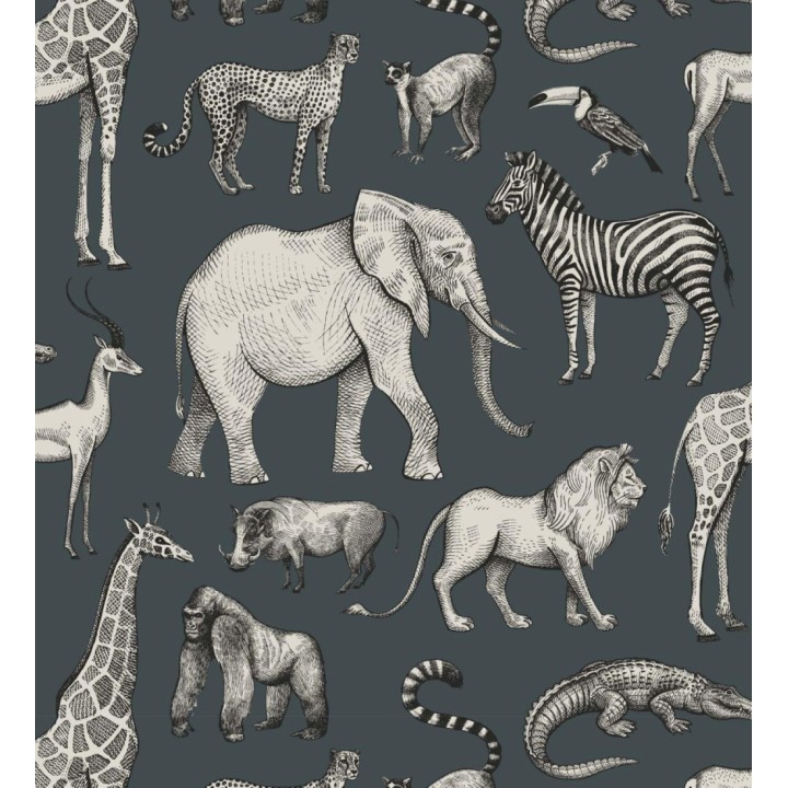 Papel pintado estilo africano de animales: leones, cebras, elefantes y gorilas estilo africano - Keita Animals 681778