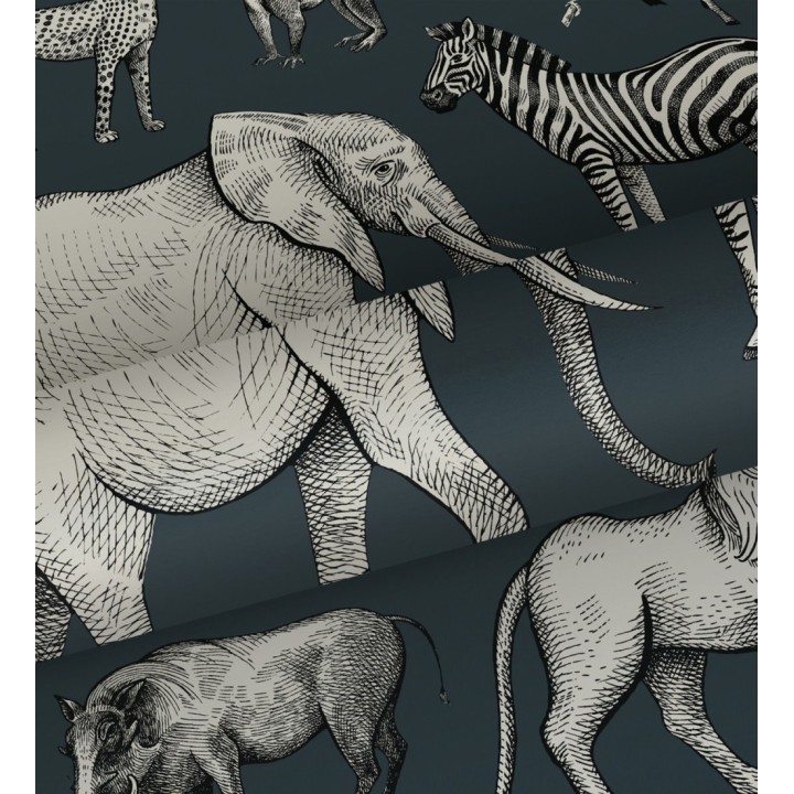 Papel pintado estilo africano de animales: leones, cebras, elefantes y gorilas estilo africano - Keita Animals 681778