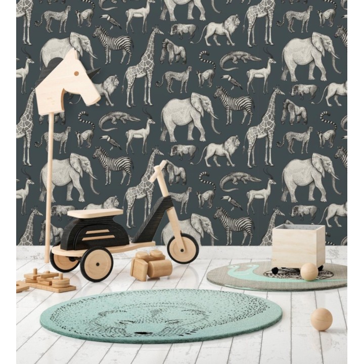 Papel pintado estilo africano de animales: leones, cebras, elefantes y gorilas estilo africano - Keita Animals 681778