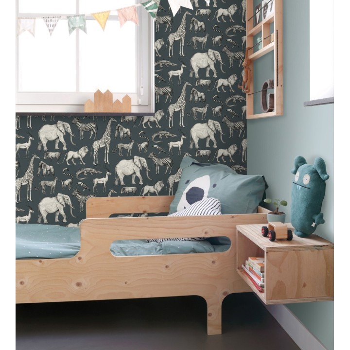 Papel pintado estilo africano de animales: leones, cebras, elefantes y gorilas estilo africano - Keita Animals 681778