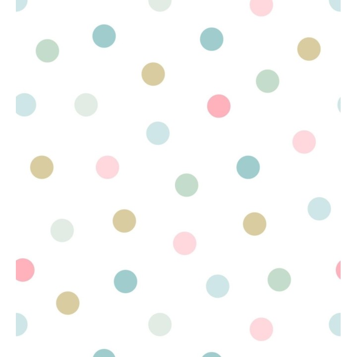 Papel pintado de lunares multicolor diseño juvenil - Stacy Dots 681780