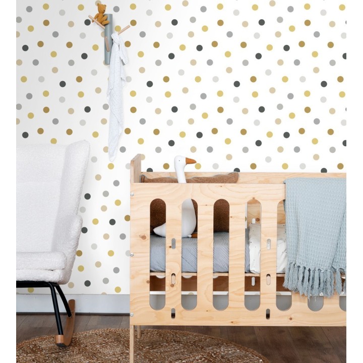 Papel pintado de lunares multicolor diseño juvenil - Stacy Dots 681781