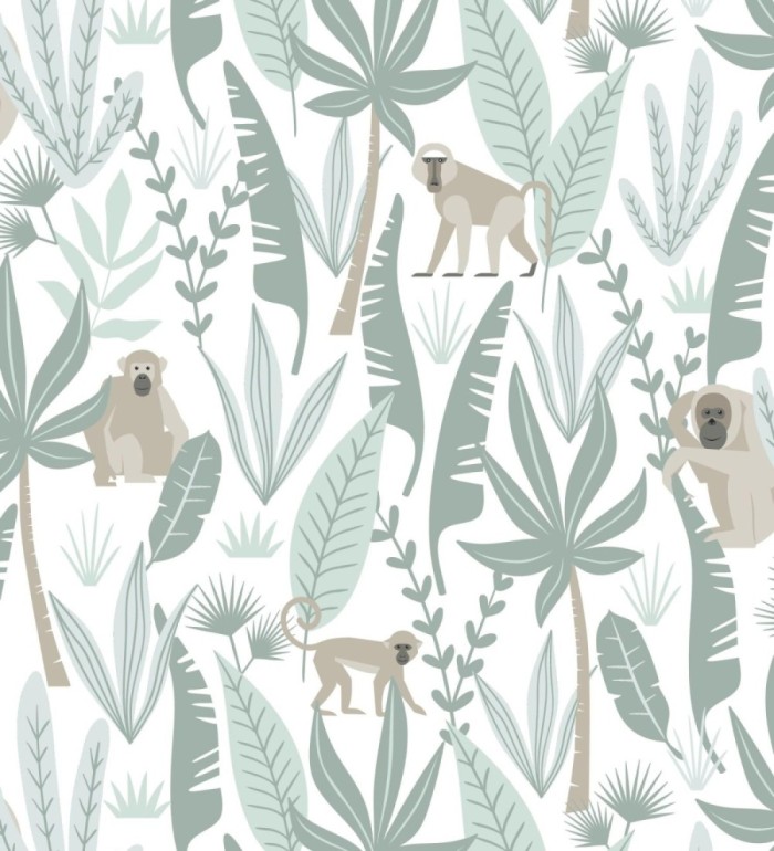 Papel pintado infantil de monos de estilo tropical - Billy Monkeys 681782
