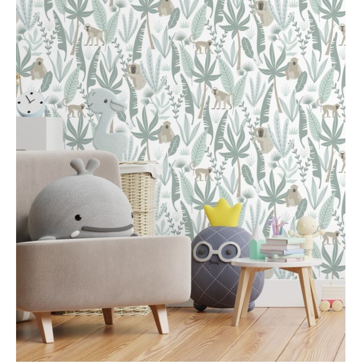 Papel pintado infantil de monos de estilo tropical - Billy Monkeys 681782