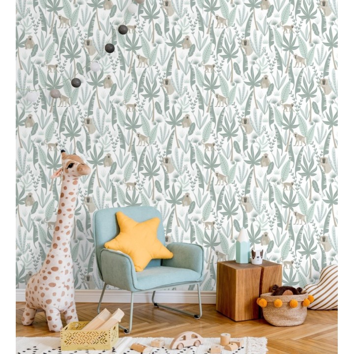 Papel pintado infantil de monos de estilo tropical - Billy Monkeys 681782