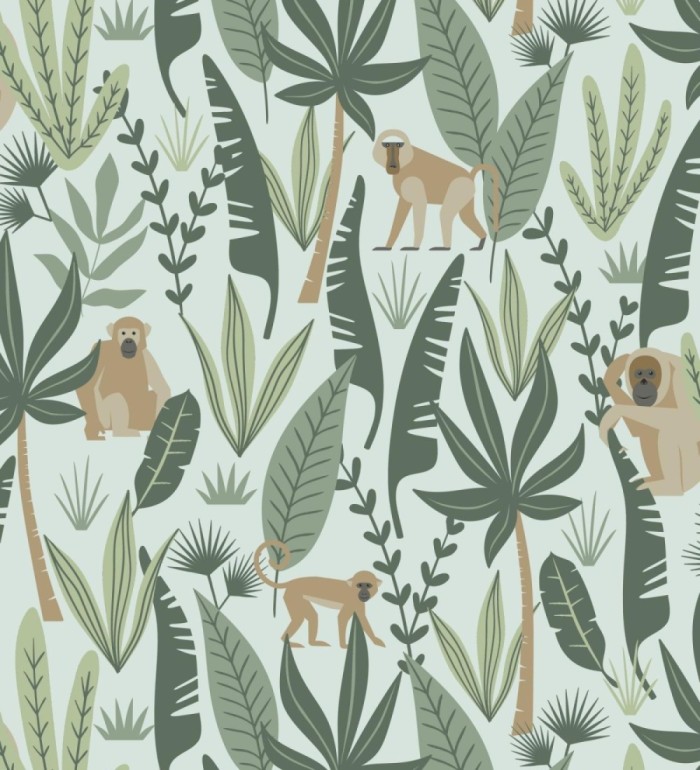 Papel pintado infantil de monos de estilo tropical - Billy Monkeys 681783