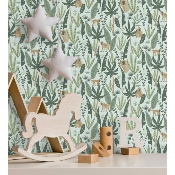 Papel pintado infantil de monos de estilo tropical - Billy Monkeys 681783