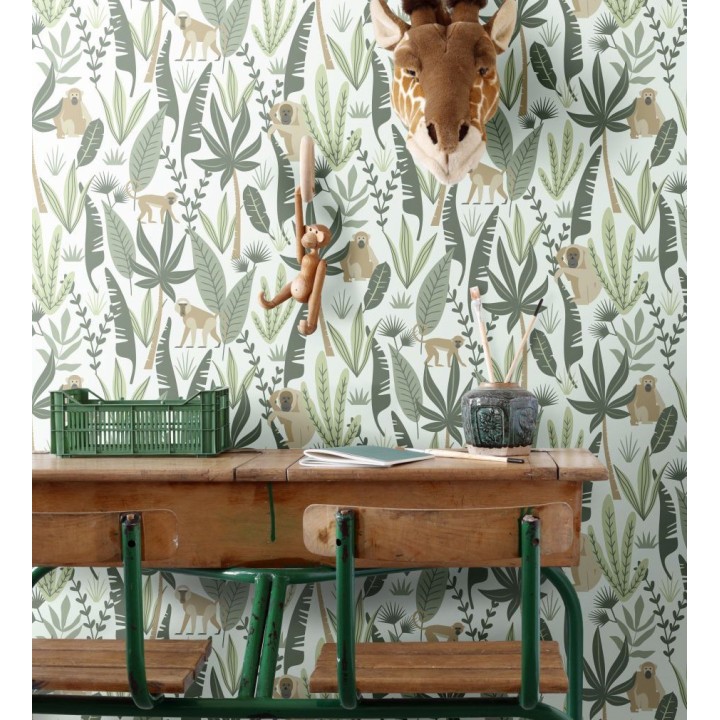 Papel pintado infantil de monos de estilo tropical - Billy Monkeys 681783