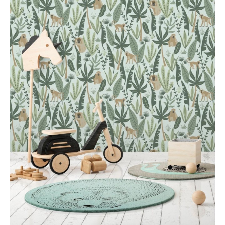 Papel pintado infantil de monos de estilo tropical - Billy Monkeys 681783