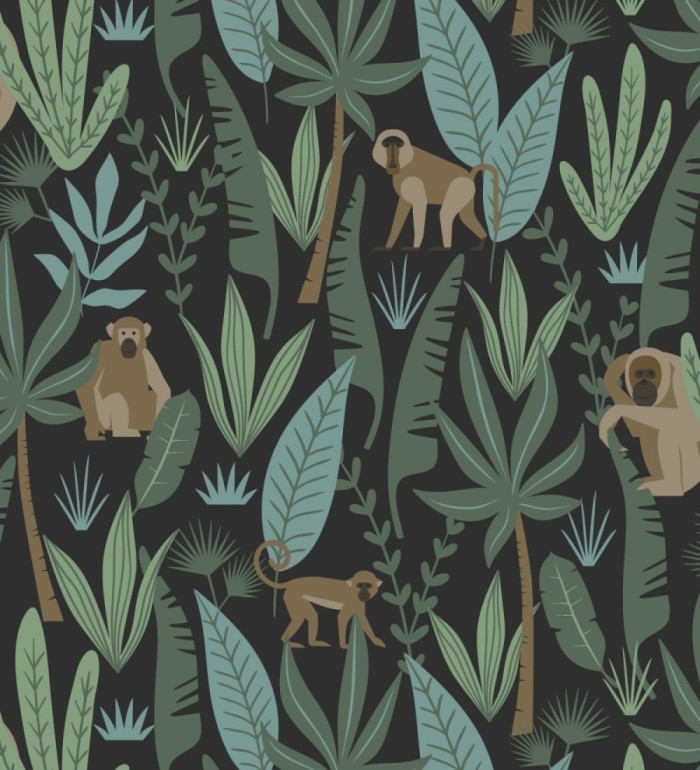 Papel pintado infantil de monos de estilo tropical - Billy Monkeys 681784