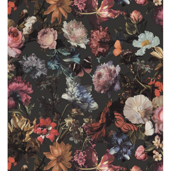Papel pintado artístico de flores fondo oscuro estilo renacentista - Oberyn Flowers 681791