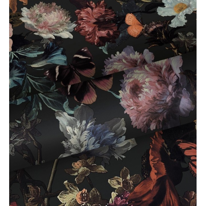 Papel pintado artístico de flores fondo oscuro estilo renacentista - Oberyn Flowers 681791