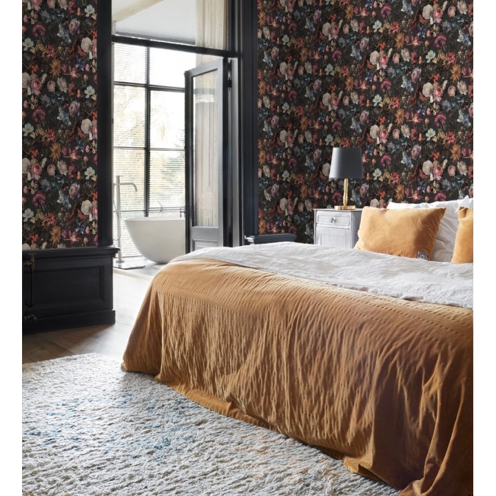 Papel pintado artístico de flores fondo oscuro estilo renacentista - Oberyn Flowers 681791