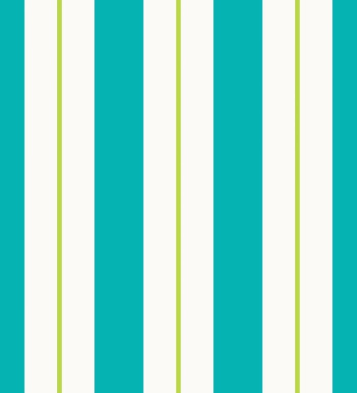 Papel pintado de rayas juveniles turquesa y verde - Branly Stripes 681795