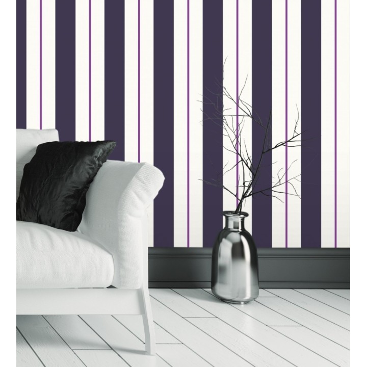 Papel pintado de rayas juveniles morado y violeta - Branly Stripes 681796