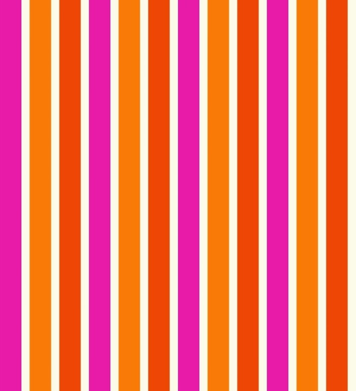 Papel pintado multirayas para niños en tonos naranja y fucsia - Pini Stripes 681798