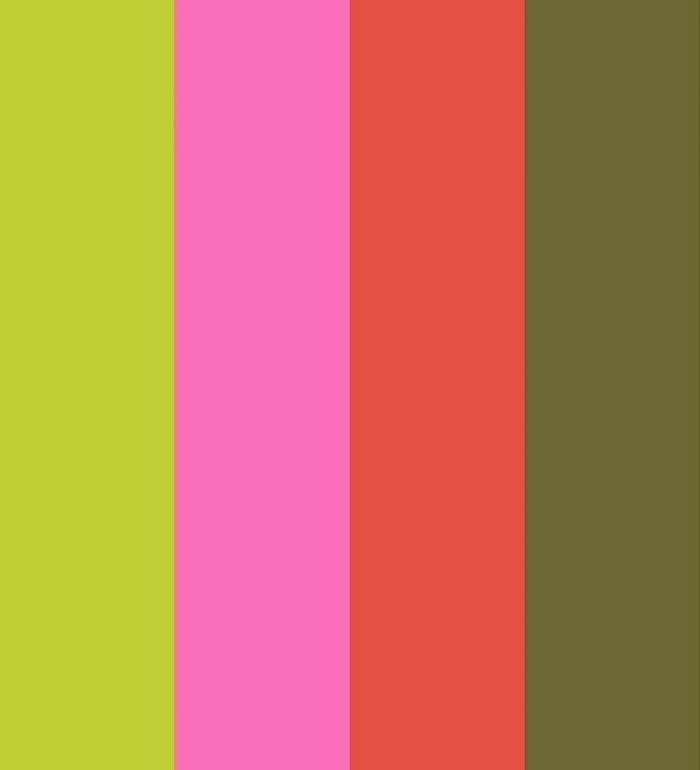 Papel pintado de rayas color verde rosa rojo y caqui - Hugo Stripes 681802