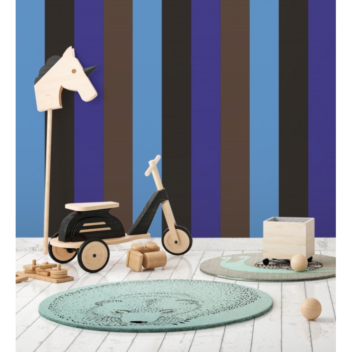 Papel pintado de rayas color azul negro azul y marrón - Hugo Stripes 681805