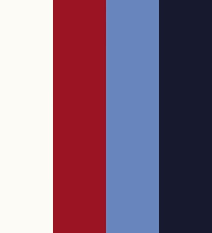 Papel pintado de rayas color blanco rojo azul y negro - Hugo Stripes 681806