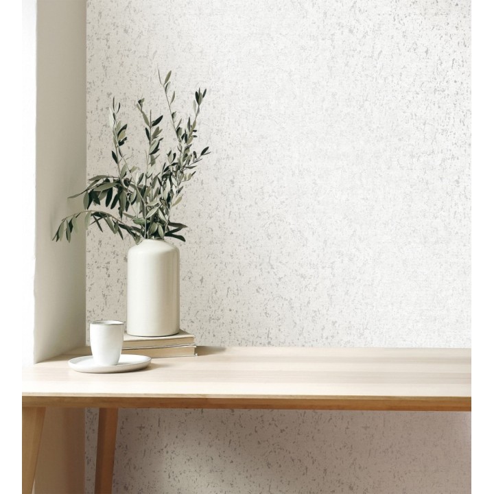 Papel pintado textura de corcho con inserciones metalizadas color blanco - Ameka 681822