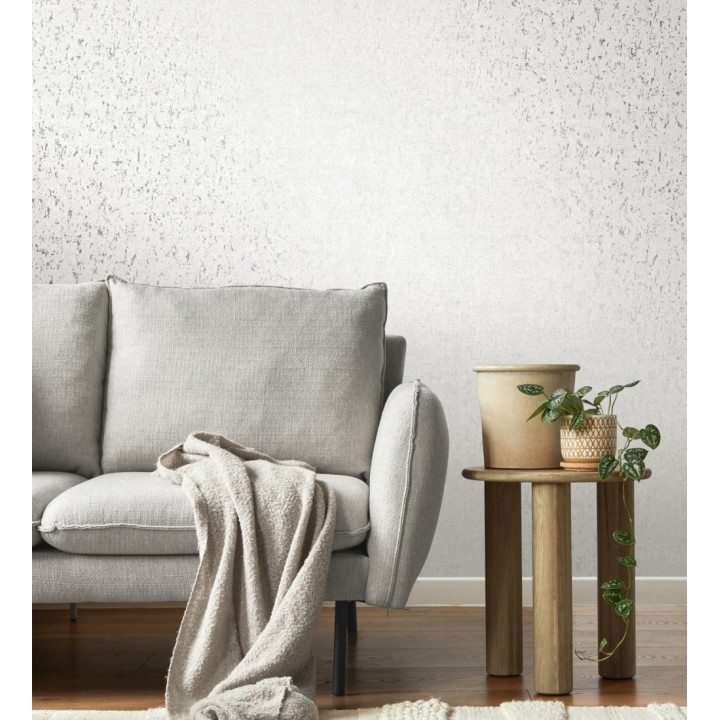 Papel pintado textura de corcho con inserciones metalizadas color blanco - Ameka 681822