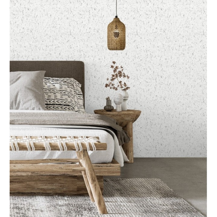 Papel pintado textura de corcho con inserciones metalizadas color blanco - Ameka 681822