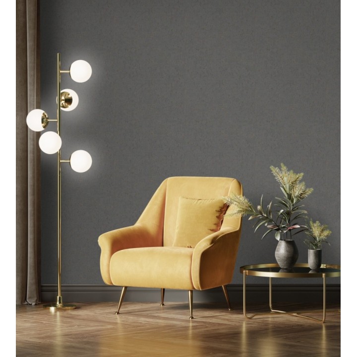 Papel pintado textura de corcho con inserciones doradas color marrón oscuro - Ameka 681823