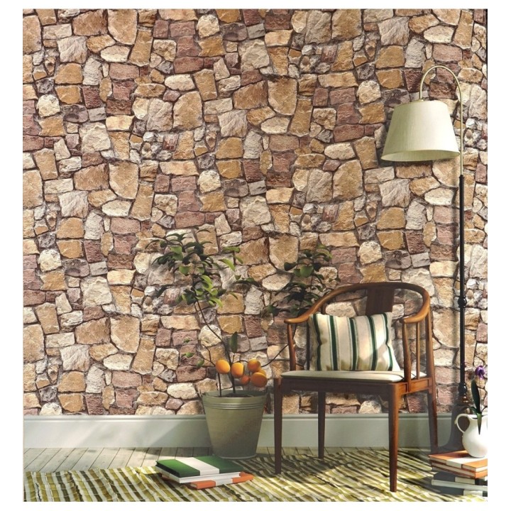 Papel pintado imitación muro de piedra rústico - Harold Cross 122369
