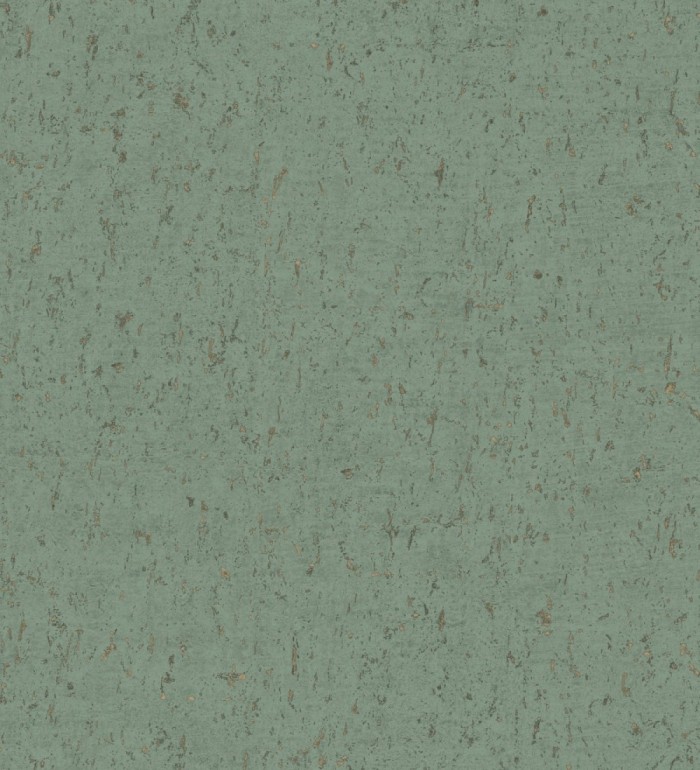 Papel pintado textura de corcho con inserciones doradas color verde esmeralda - Ameka 681826