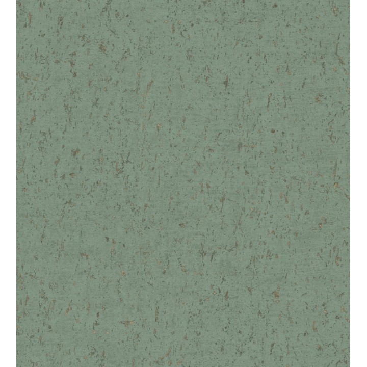 Papel pintado textura de corcho con inserciones doradas color verde esmeralda - Ameka 681826